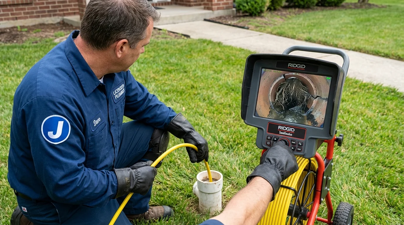 Sewer camera inspection being performed by Johns Plumbing LLC in Arcanum